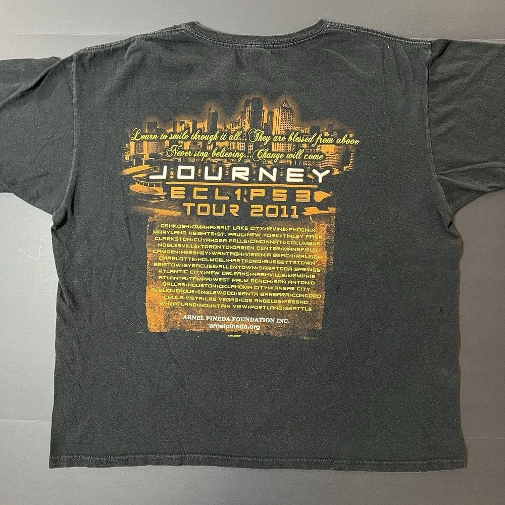 Journey City Of Hope Eclipse Tour 2011 Tshirt Men's XL Black Faded Grunge Anvil - Picture 4 of 6